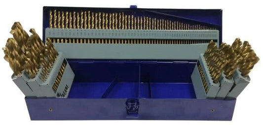 115 Piece Tin Coated Jobber Length Drill Bit Set, 1/16" - 1/2", A - Z, 1 - 60 - High Performance & Durable Cutting Tool | Drill America - Bayou Tool