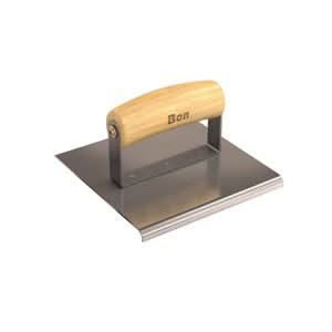 Bon 12-418 Edger - Stainless Steel 6" X 6" - 1/4" Radius X 3/8" Lip Wood Handle 6" long x 6" wide edger | Concrete Tool for Pros