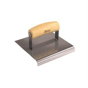 Bon 12-444 Edger - Stainless Steel 6" X 6" - 1/2" Radius X 5/8" Lip Wood Handle 6" long x 6" wide edger | Concrete Tool for Pros