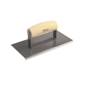Bon 12-451 Edger - Stainless Steel 8" X 4" - 1/8" Radius X 1/4" Lip Wood Handle 8" long x 4" wide edger | Concrete Tool for Pros