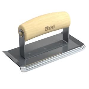 Bon 12-469 Curved End Edger - Stainless Steel 6" X 3" - 1/4" Radius X 3/8" Lip Wood Handle 6" long x 3" wide edger (6-Pack) | Concrete Tool for Pros - Pack of 6