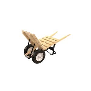 Bon Pro Plus 28-711 Brick & Tile Barrow - Double Flatfree Tire Wood Handle| Masonry Tool for Pros