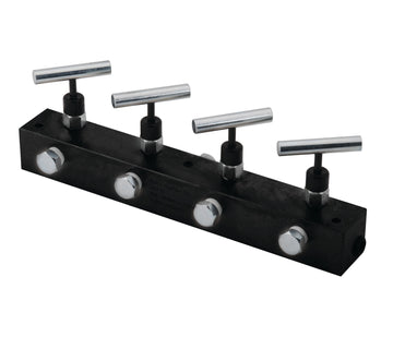 BVA Hydraulics - Manifold Block 4 Needle Valves 12" | Hydraulic Manifolds