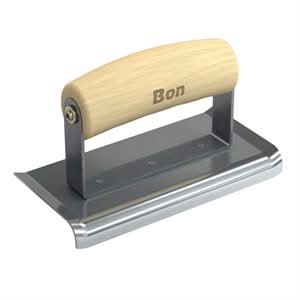 Bon 12 - 417 Curved End Edger - Stainless Steel 6" X 2 7/8" - 3/8" Radius X 1/2" Lip Wood Handle 6" long x 2 - 7/8" wide edger (6 - Pack) | Concrete Tool for Pros - Pack of 6 - Bayou Tool