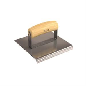 Bon 12 - 445 Edger - Stainless Steel 6" X 6" - 3/8" Radius X 1/2" Lip Wood Handle 6" long x 6" wide edger | Concrete Tool for Pros - Bayou Tool