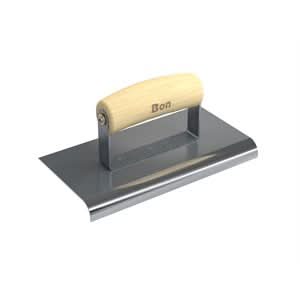 Bon 12 - 450 Edger - Stainless Steel 8" X 4" - 1/2" Radius X 5/8" Lip Wood Handle 8" long x 4" wide edger | Concrete Tool for Pros - Bayou Tool
