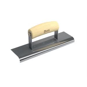 Bon 12 - 453 Edger - Stainless Steel 9" X 2 1/2" - 1/2" Radius X 5/8" Lip Wood Handle 9" long x 2 - 1/2" wide edger | Concrete Tool for Pros - Bayou Tool