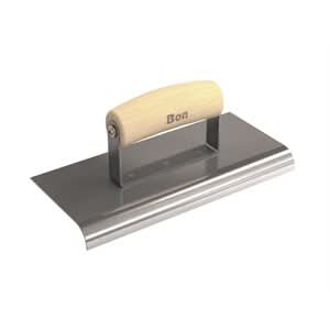Bon 12 - 456 Edger - Stainless Steel 9" X 4" - 3/4" Radius X 3/4" Lip Wood Handle 9" long x 4" wide edger | Concrete Tool for Pros - Bayou Tool