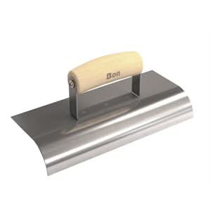 Bon 12 - 461 Edger - Stainless Steel 10" X 4" - 1 1/2" Radius X 1 1/2" Lip Wood Handle 10" long x 4" wide edger | Concrete Tool for Pros - Bayou Tool
