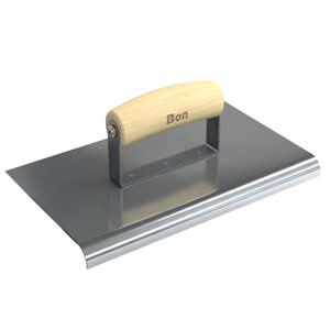 Bon 12 - 463 Edger - Stainless Steel 10" X 6" - 1/2" Radius X 5/8" Lip Wood Handle 10" long x 6" wide edger | Concrete Tool for Pros - Bayou Tool
