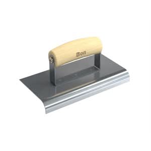 Bon 12 - 465 Edger - Stainless Steel 8" X 4" - 3/4" Radius X 7/8" Lip Wood Handle 8" long x 4" wide edger | Concrete Tool for Pros - Bayou Tool