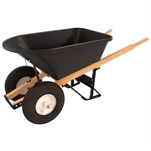 Bon Pro Plus Bon 11 - 661 Barrow - Poly 5 3/4 Cubic Feet Tray - Double Knobby Tire Wood Handle | General Construction Tool for Pros - Bayou Tool