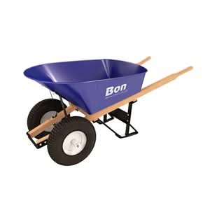 Bon Pro Plus Bon 11 - 676 Barrow - Steel 6 Cubic Feet Tray - Double Knobby Tire Wood Handle | General Construction Tool for Pros - Bayou Tool