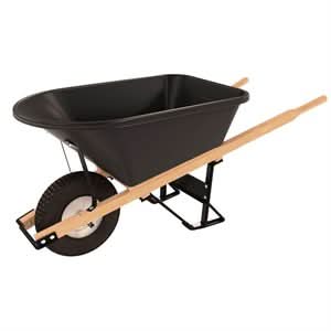 Bon Pro Plus Bon 11 - 681 Barrow - Poly 5 3/4 Cubic Feet Tray - Single Knobby Tire Wood Handle | General Construction Tool for Pros - Bayou Tool