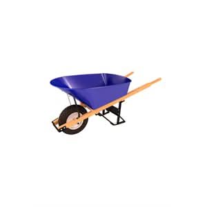 Bon Pro Plus Bon 28 - 700 Barrow - Steel 6 Cubic Feet Tray - Single Flatfree Tire Wood Handle | General Construction Tool for Pros - Bayou Tool