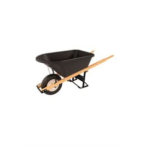 Bon Pro Plus Bon 28 - 704 Barrow - Poly 5 3/4 Cubic Feet Tray - Single Flatfree Tire Wood Handle | General Construction Tool for Pros - Bayou Tool