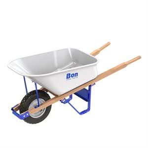 BonTradeTough Bon 34 - 233 Barrow - Steel Tray - 6 Cubic Feet - Single Flat Free Tire - Wood Handle | General Construction Tool for Pros - Bayou Tool