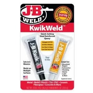 J - B Weld KwikWeld 2oz Twin Tube | Fast - Setting Epoxy for Metal, Plastic & More - Bayou Tool
