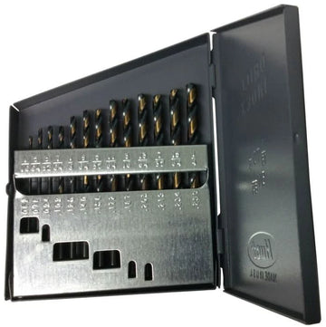 13 Piece HSS Black & Gold KFD Split Point Mechanics Length Drill Bit Set, 1/16" - 1/4" - High Performance & Durable Cutting Tool | Drill America