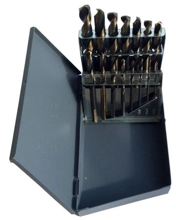15 Piece HSS Black & Gold KFD Split Point Mechanics Length Drill Bit Set, 1/16" - 1/2" - High Performance & Durable Cutting Tool | Drill America