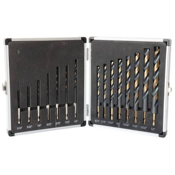 15 Piece Quick Change Hex Shank Drill Bit Set 1/16" - 1/2" Plastic Case - High Performance & Durable Cutting Tool | Drill America