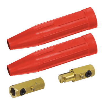 Male & Female 2 MBP Tweco® Style Cable Connector - Red Sleeves - Bayou Tool