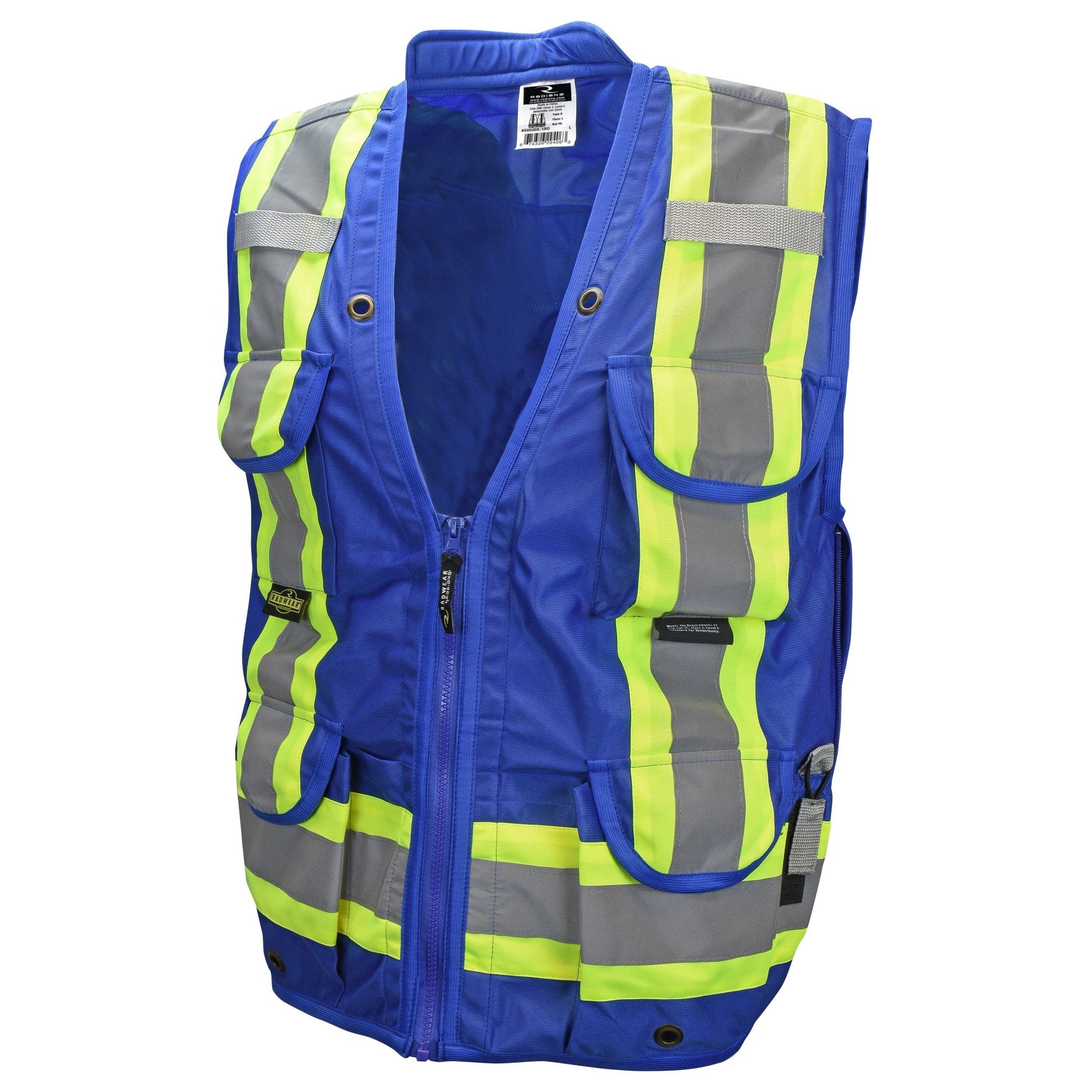 Radians SV030X - 1 Heavy Duty 12 - Pocket Cruiser Vest with Back Pouch X - Back - Bayou Tool
