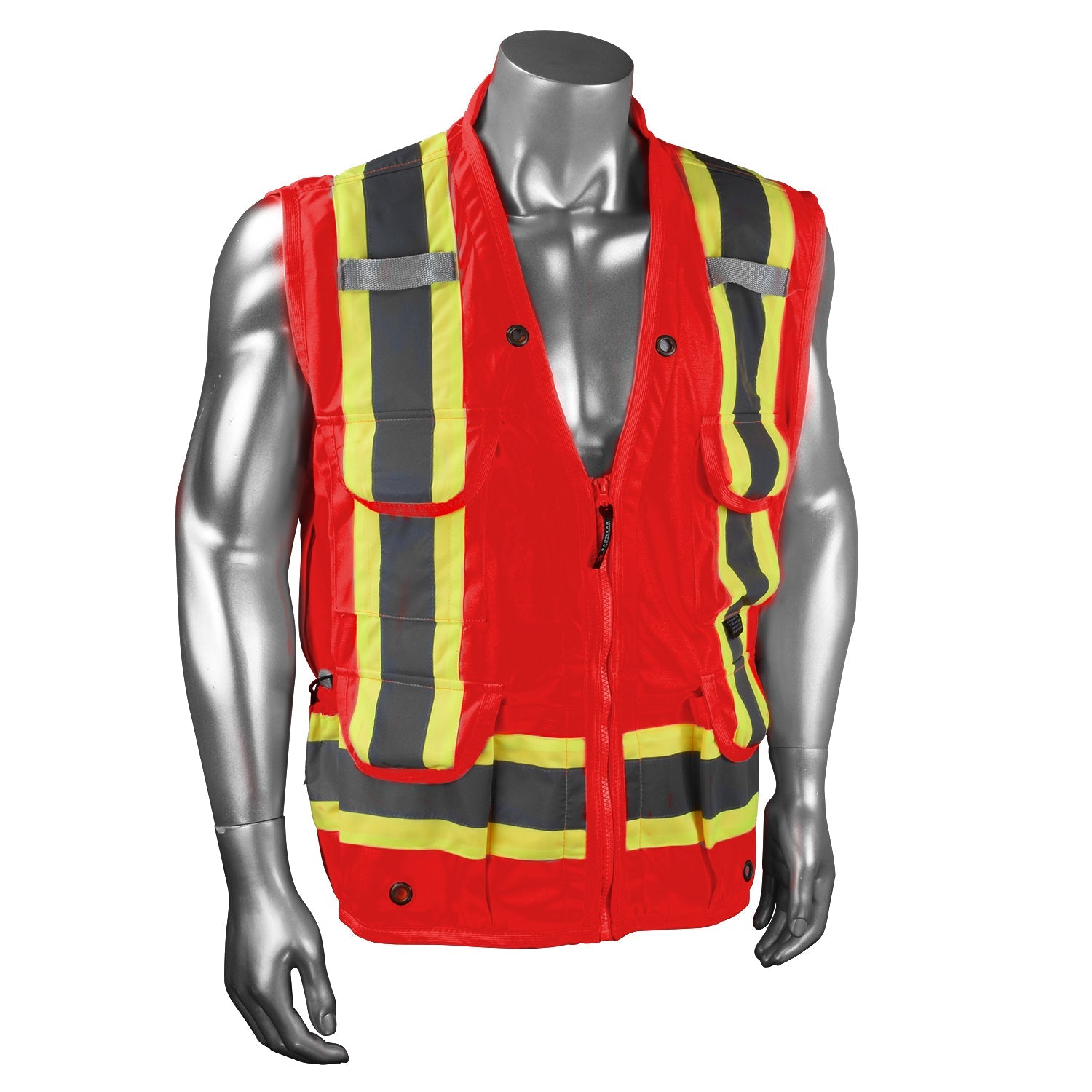 Radians SV030X - 1 Heavy Duty 12 - Pocket Cruiser Vest with Back Pouch X - Back - Bayou Tool