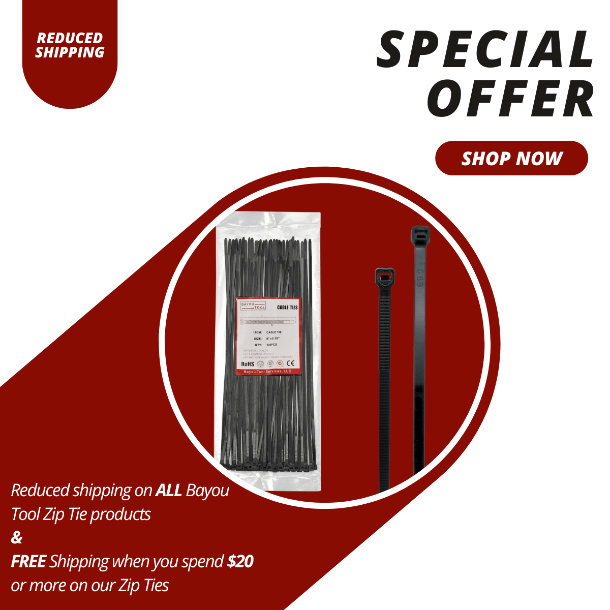 12 - Inch Heavy - Duty Zip Ties | 50 lb Strength | UV & Weather Resistant | Industrial - Grade Nylon - Bayou Tool