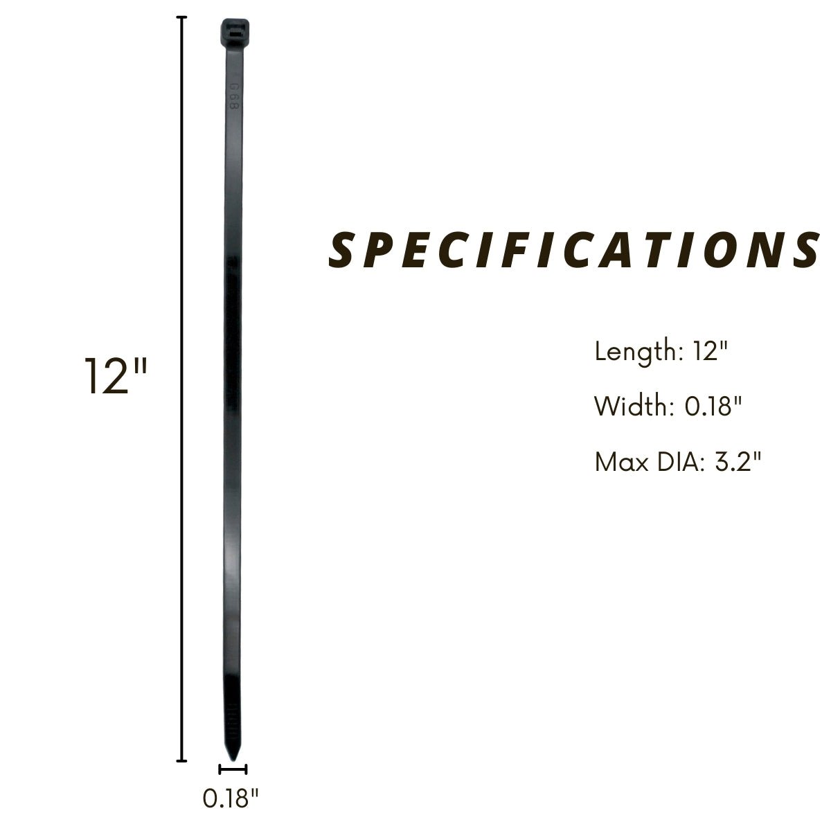 12 - Inch Heavy - Duty Zip Ties | 50 lb Strength | UV & Weather Resistant | Industrial - Grade Nylon - Bayou Tool