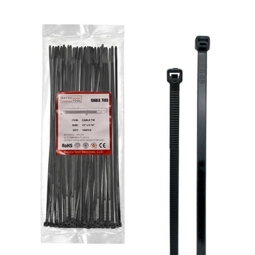 12 - Inch Heavy - Duty Zip Ties | 50 lb Strength | UV & Weather Resistant | Industrial - Grade Nylon - Bayou Tool
