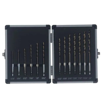 13 Piece Cobalt Quick Change Hex Shank Drill Bit Set 1/16" - 1/4" Plastic Case - High Performance & Durable Cutting Tool | Drill America - Bayou Tool