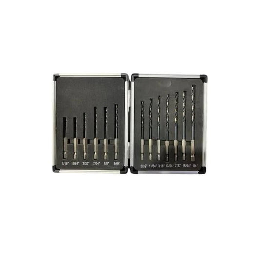 13 Piece Quick Change Hex Shank Drill Bit Set 1/16" - 1/4" Plastic Case - High Performance & Durable Cutting Tool | Drill America - Bayou Tool