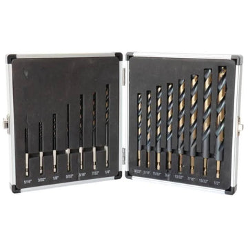 15 Piece Quick Change Hex Shank Drill Bit Set 1/16" - 1/2" Plastic Case - High Performance & Durable Cutting Tool | Drill America - Bayou Tool