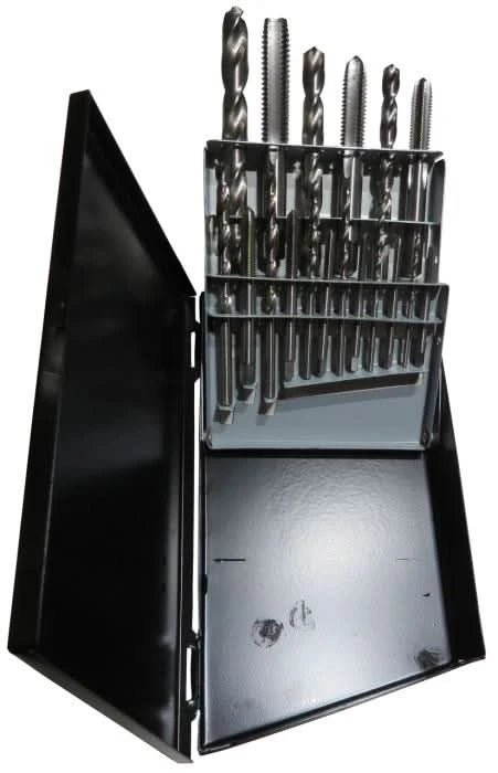 18 Piece Tap and Drill Bit Set, 6 - 1/2" NC in Metal Case - High Performance & Durable Cutting Tool | Drill America - Bayou Tool