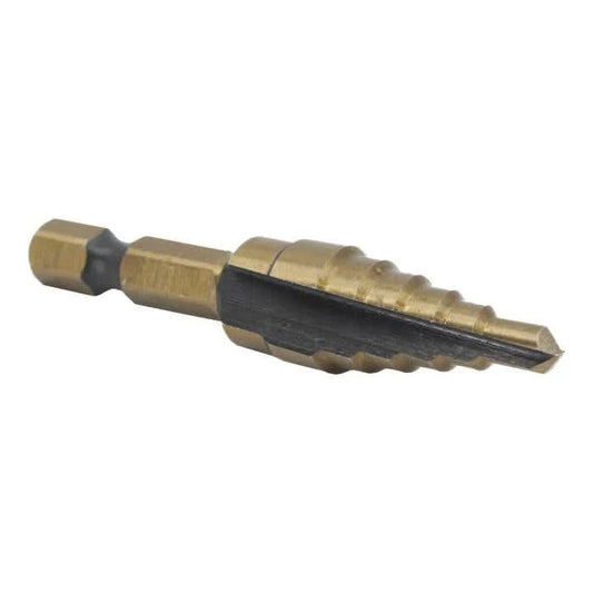 2 HSS Black & Gold Quick Change Hex Shank Step Drill Bit (3/16" - 1/2" by 1/16") - High Performance & Durable Cutting Tool | Drill America - Bayou Tool