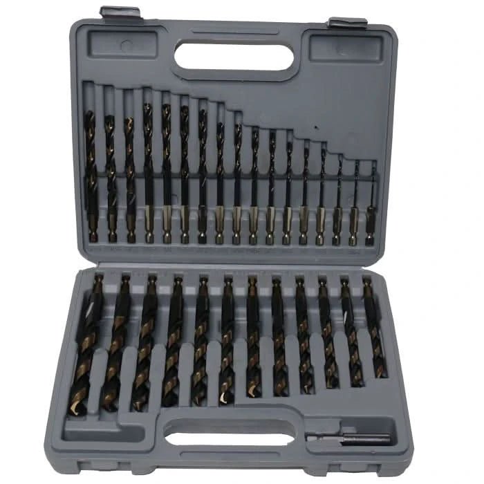 29 Piece Quick Change Hex Shank Drill Bit Set 1/16" - 1/2" Plastic Case - High Performance & Durable Cutting Tool | Drill America - Bayou Tool