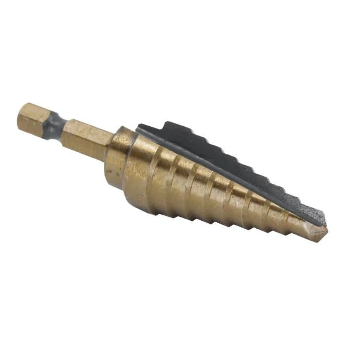 3 HSS Black & Gold Quick Change Hex Shank Step Drill Bit (1/4" - 3/4" by 1/16") - High Performance & Durable Cutting Tool | Drill America - Bayou Tool