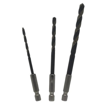 3 Piece Quick Change Hex Shank Drill Bit Set 1/8" - 1/4" Plastic Pouch - High Performance & Durable Cutting Tool | Drill America - Bayou Tool