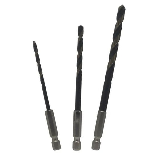 3 Piece Quick Change Hex Shank Drill Bit Set 1/8" - 1/4" Plastic Pouch - High Performance & Durable Cutting Tool | Drill America - Bayou Tool