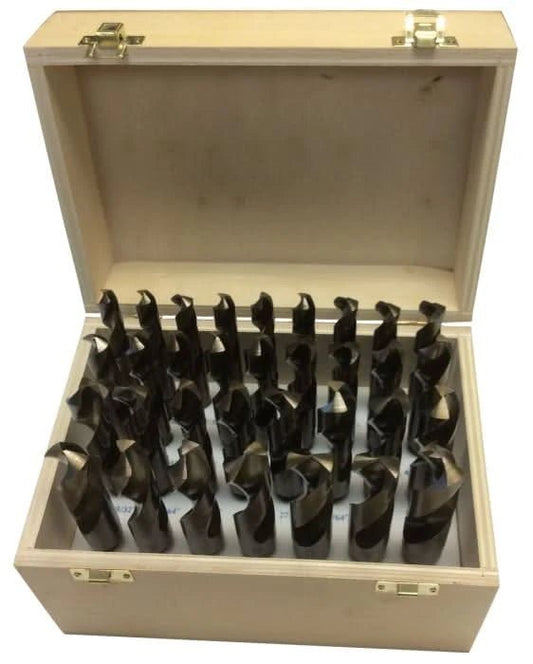 33 Piece Cobalt Drill Bit Set with Reduced 1/2" Shank, 1/2" - 1", Wood Case, DWDCO - High Performance & Durable Cutting Tool | Drill America - Bayou Tool