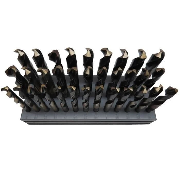 33 Piece HSS Black & Gold Drill Bit Set with Reduced 1/2" 3 - Flat Shank, 1/2" - 1", Metal Stand - High Performance & Durable Cutting Tool | Drill America - Bayou Tool