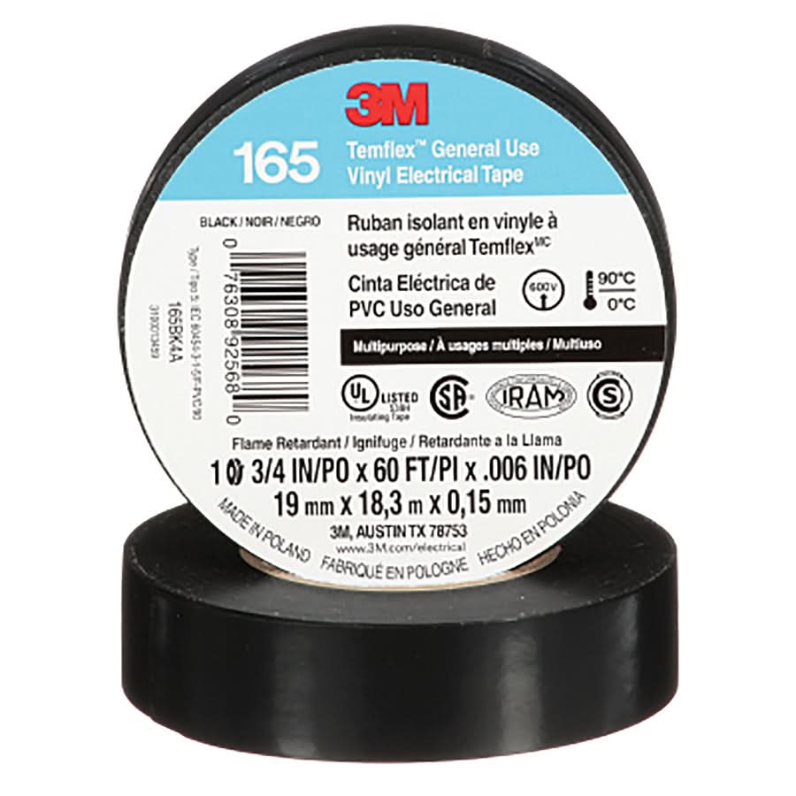 3M Temflex Vinyl Electrical Tape 60'x3/4" 10 Pack - Bayou Tool