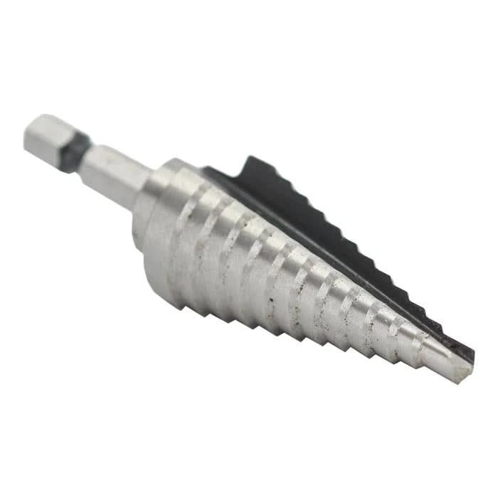 4 HSS Quick Change Hex Shank Step Drill Bit (3/16" - 7/8" by 1/16") - High Performance & Durable Cutting Tool | Drill America - Bayou Tool