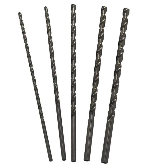 5 Piece 12" Long HSS Drill Bit Set, Plastic Pouch Case, 1/4" - 1/2" - High Performance & Durable Cutting Tool | Drill America - Bayou Tool