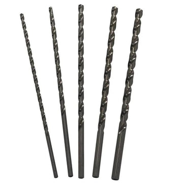 5 Piece 18" Long HSS Drill Bit Set, Plastic Pouch Case, 1/4" - 1/2" - High Performance & Durable Cutting Tool | Drill America - Bayou Tool
