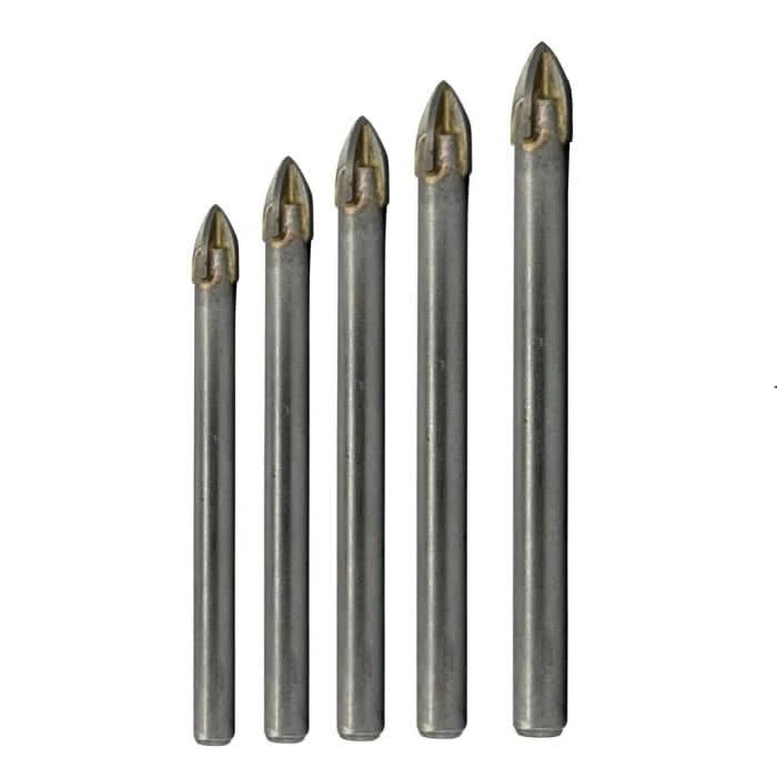 5 Piece Carbide Tipped 4 Flute Glass & Tile Drill Bit Set - High Performance & Durable Cutting Tool | Drill America - Bayou Tool