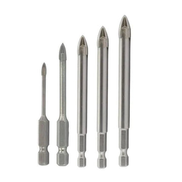 5 Piece Carbide Tipped 4 Flute Glass & Tile Drill Bit Set with Hex Shank - High Performance & Durable Cutting Tool | Drill America - Bayou Tool