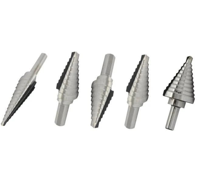 5 Piece HSS Step Drill Bit Set (Sizes 1 - 5) - High Performance & Durable Cutting Tool | Drill America - Bayou Tool