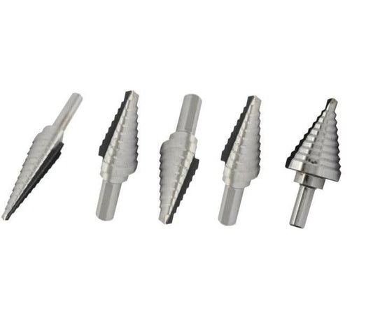 5 Piece HSS Step Drill Bit Set (Sizes 1 - 5) - High Performance & Durable Cutting Tool | Drill America - Bayou Tool